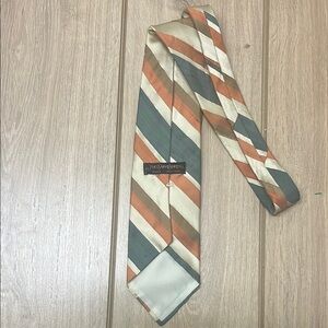 YSL Yves Saint Laurent Men's Striped Tie - Cream, Orange, and Gray